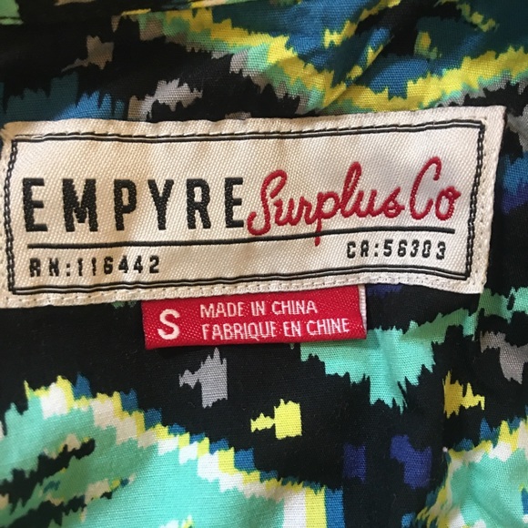 Empyre Mens blue green black button down breast pocket Size S - Picture 3 of 8